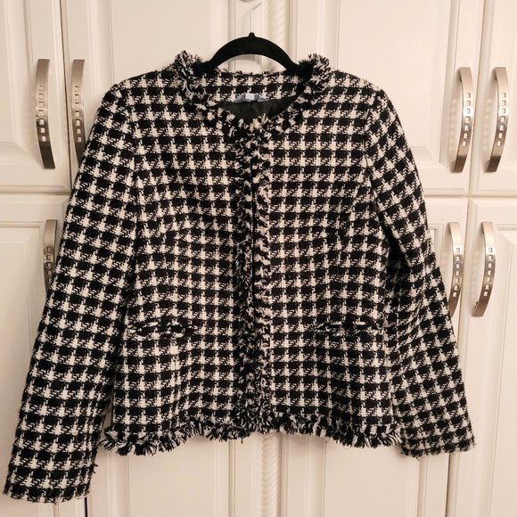 BLACK AND WHITE TWEED JACKET DENVER HAYES MED Sparkles - Picture 2 of 11